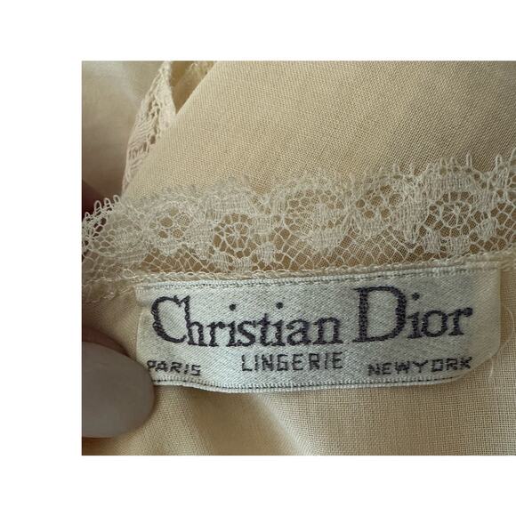 Vintage 50's Christian Dior cream & pink lace long nightgown size small - Picture 12 of 16